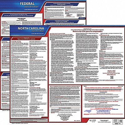 JJ KELLER 200NC1 Labor Law Poster Fed/STA NC SP 20inH 1yr