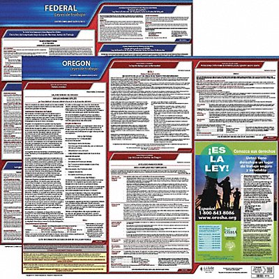 JJ KELLER 200OR1 Labor Law Poster Fed/STA OR SP 20inH 1yr