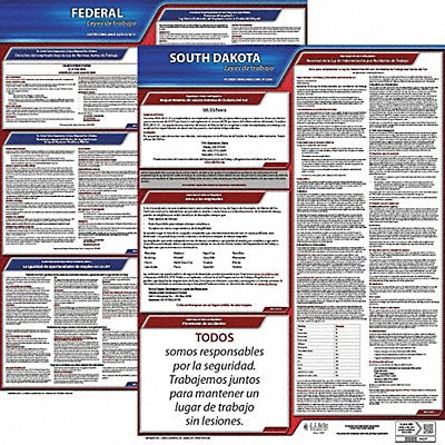 JJ KELLER 200SD1 Labor Law Poster Fed/STA SD SP 20inH 1yr