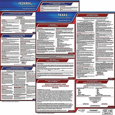 JJ KELLER 200TX1 Labor Law Poster STA TX SP 26Wx20inH 1yr