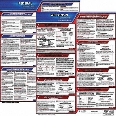 JJ KELLER 200WI3 Labor Law Poster Fed/STA WI SP 20inH 3yr