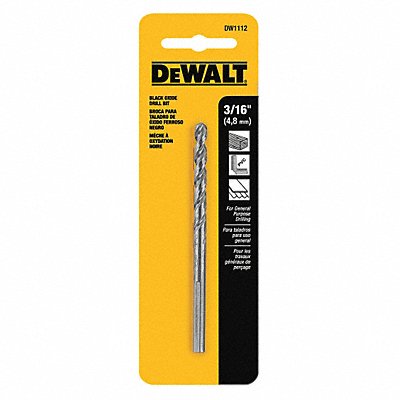 DEWALT DW1112 Jobber Drill 3/16 HSS