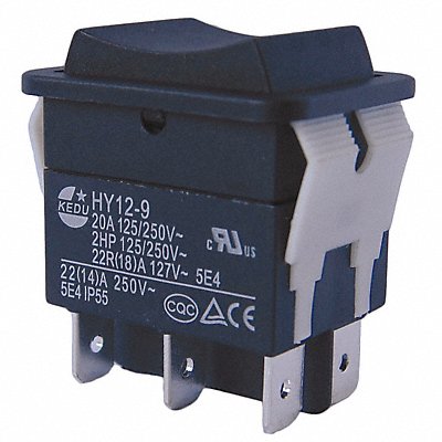 POWER FIRST 29FG31 Rocker Switch NoLens/Lamp Black On/On