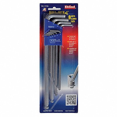 EKLIND 17709 Hex Key Set L 3 1/2 in to 8 45/64 in