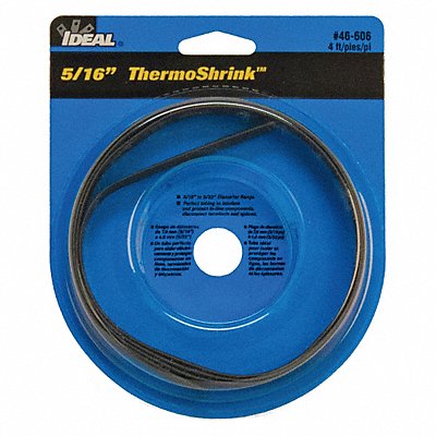 IDEAL 46606 Shrink Tubing 4 ft Blk 0.346 in ID PK5