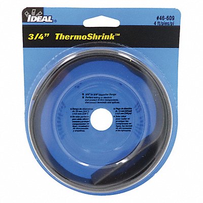 IDEAL 46609 Shrink Tubing 4 ft Blk 0.807 in ID PK5