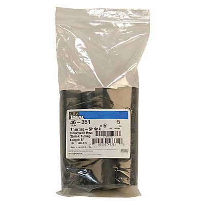 IDEAL 46351 Shrink Tubing 6 in Blk 1.1 in ID PK5