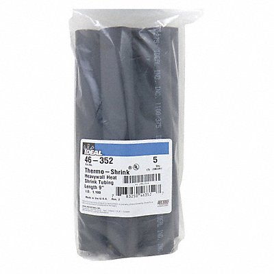 IDEAL 46352 Shrink Tubing 9 in Blk 1.1 in ID PK5