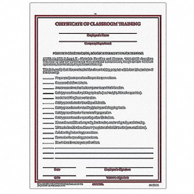 JJ KELLER 4692 Trng Certificate Workplace Safety PK50