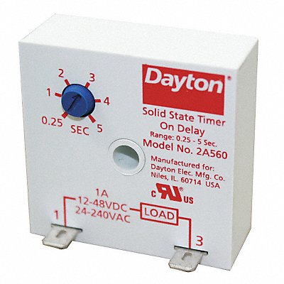 DAYTON 2A560 SinFunEncapTimingRelay 240VDC 2Pins