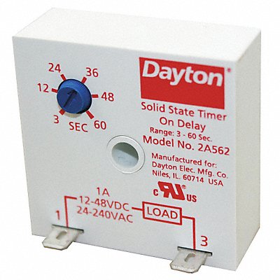 DAYTON 2A562 SinFunEncapTimingRelay 240VDC 2Pins