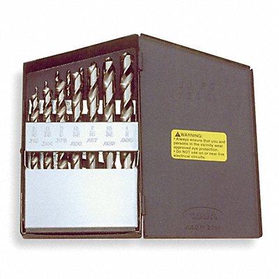 CLE-LINE C21156 Jobber Drill Set 3/8 Shank 15 PC HSS