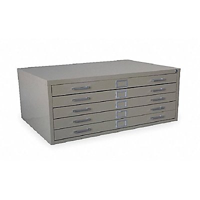GRAINGER 2CLC3 Cabinet Flat File 5 Drawer Grey