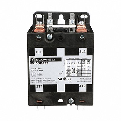 SQUARE D 8910DPA92V09 H2642 DefPurpContactor 220/208-240VAC 3P 75A