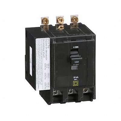 SQUARE D QOB31001021 Circuit Breaker 100A Bolt On 120/240V 3P