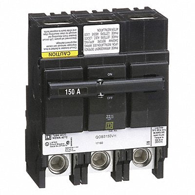 SQUARE D QOB3150VH Circuit Breaker 150A Bolt On 120/240V 3P