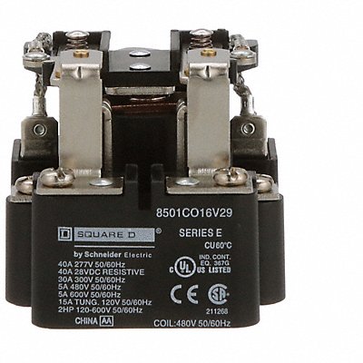 SCHNEIDER 8501CO16V29 H8137 Open Power Relay 480V AC DPDT 8Pins