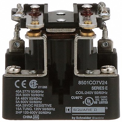SCHNEIDER 8501CO7V24 Open Power Relay 240VAC DPST-NO 6Pins