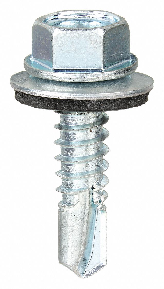 GRAINGER U317020250075 Drill Screw Hex 1/4 Zinc 3/4 L PK100