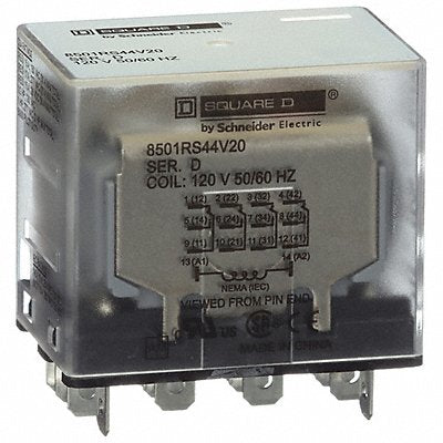 SCHNEIDER 8501RS44V20 H8033 GeneralPurpose Relay 120VAC 15A 14Pins