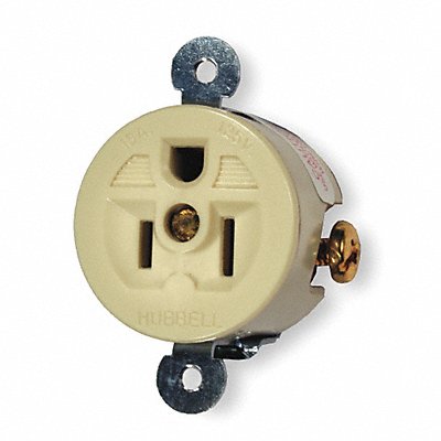 HUBBELL HBL5258I Receptacle Ivory 15 A 2P3W Side 1PK