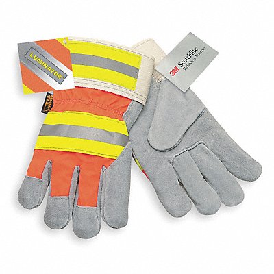 MCR SAFETY 1440L Leather Gloves Grey L PR