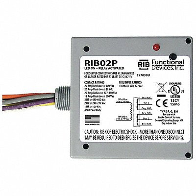 RIB RIB02P EnclosedPre-Wired Relay 277VAC DPDT 20A