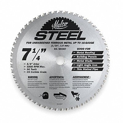 MALCO MCCB7 Metal Cutting Circular Saw Blade 7 1/4in