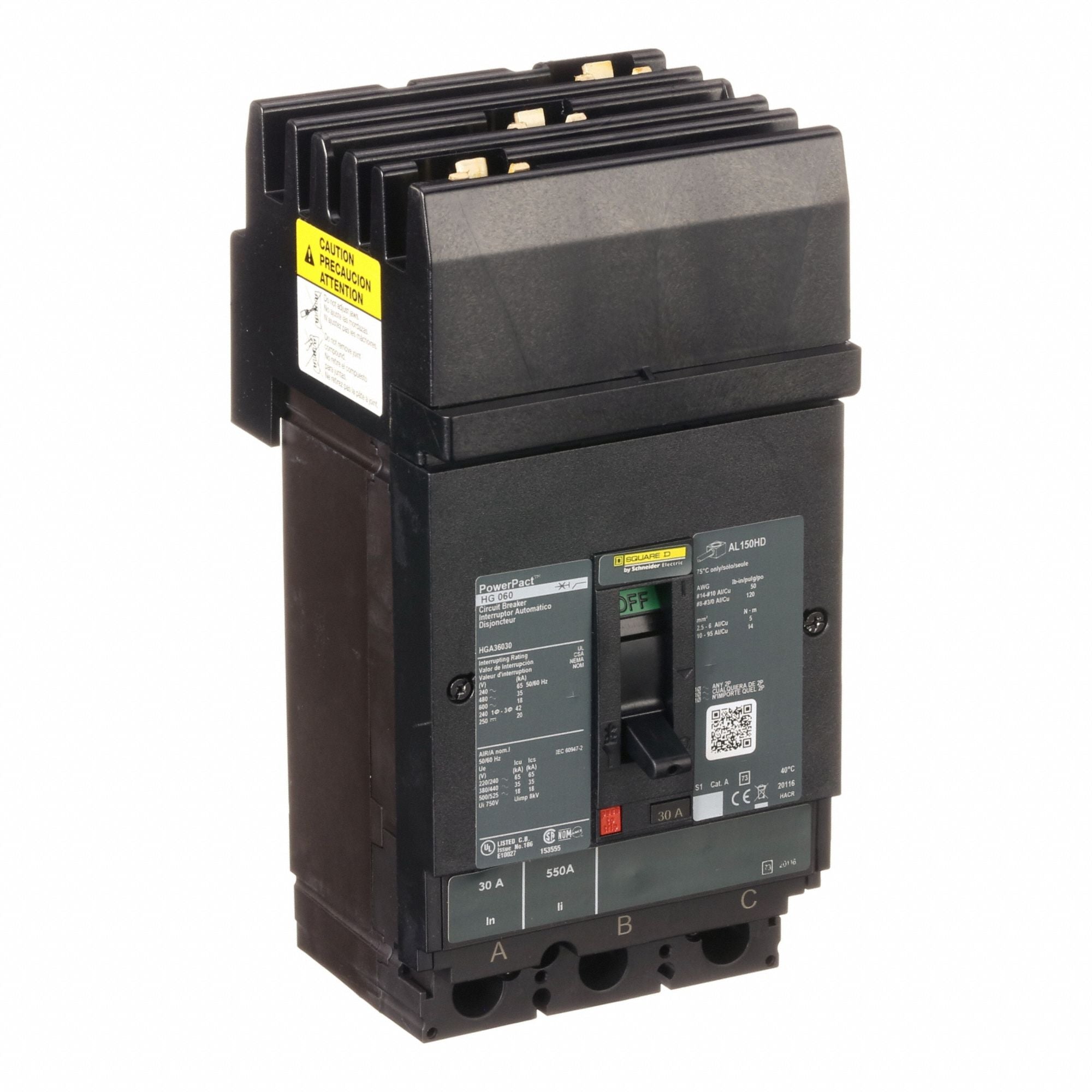 SQUARE D HGA36030 Circuit Breaker 30A 3P 600VAC HG