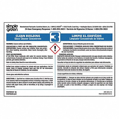 SIMPLE GREEN 9510001000312 Blue Secondary Bottle Label Paper PK10