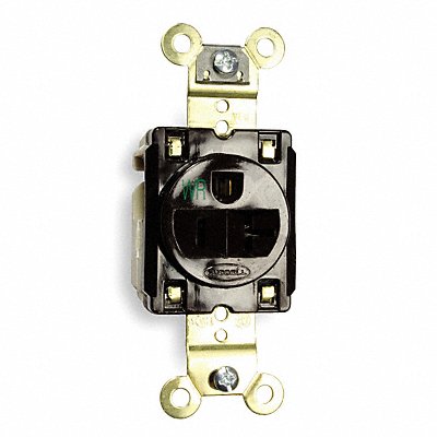 HUBBELL HBL5361WR Recept Brown 20 A 2P3W Back Side 1PK