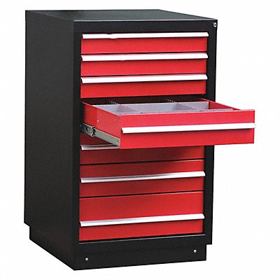 GRAINGER 2HFP4 Modular Drawer Cabinet 45 x27.75 x28 Blk/Red 7Drwr
