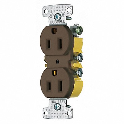 HUBBELL RR15 Recept Brown 15 A 2P3W Back Side 1PK