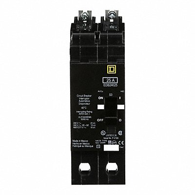 SQUARE D EDB24025 Circuit Breaker 25A Bolt On 277/480V 2P