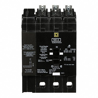 SQUARE D EDB34100SA Circuit Breaker 100A Bolt On 277/480V 3P