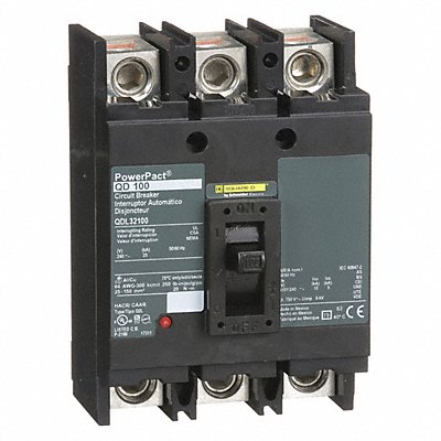 SQUARE D QDL32100 Circuit Breaker 100A 3P 240VAC QD