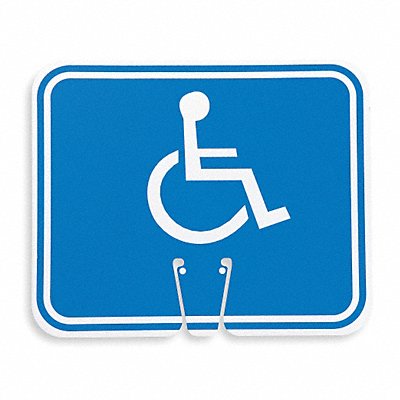 GRAINGER 03550H Traffic Cone Sign White/Blue Handicapped