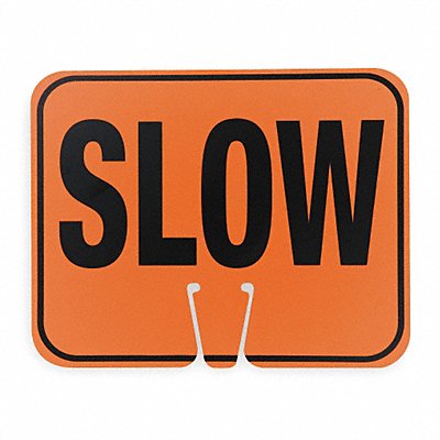 GRAINGER 03550S Traffic Cone Sign Blk/Orng Slow Traffic