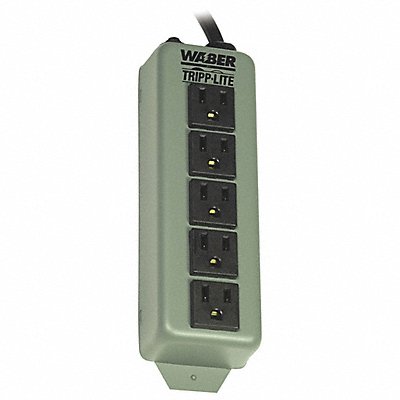 TRIPP LITE 602 Outlet Strip 5 Outlet 15A 7-3/8 L Gry