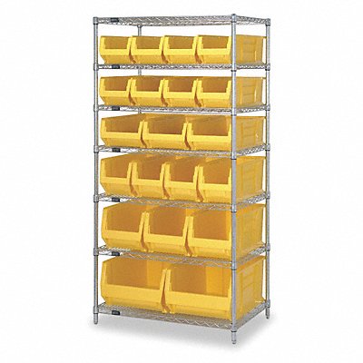 QUANTUM STORAGE SYSTEMS WR720MIXYL D5604 Bin Shelving 24inx74inx36in Yellow