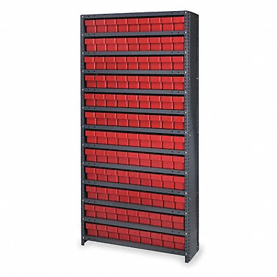 QUANTUM STORAGE SYSTEMS CL1275501RD D5586 Enclosed Bin Shelving 12x75x36in Red
