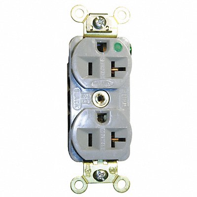HUBBELL HBL8300ILGY Receptacle Grey 20 A 2P3W Back Side 1PK