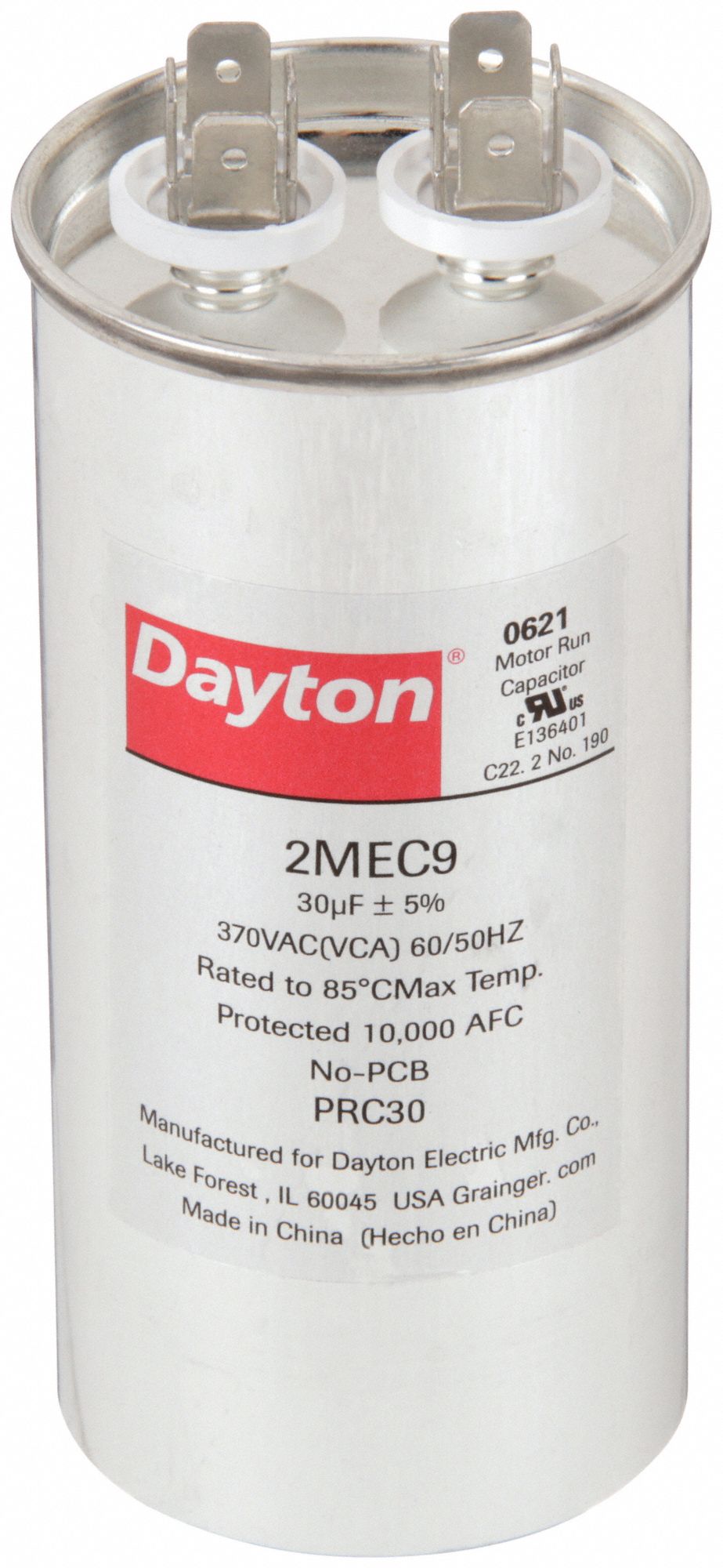 DAYTON 2MEC9 Motor Run Capacitor 30 MFD 4 5/8 H