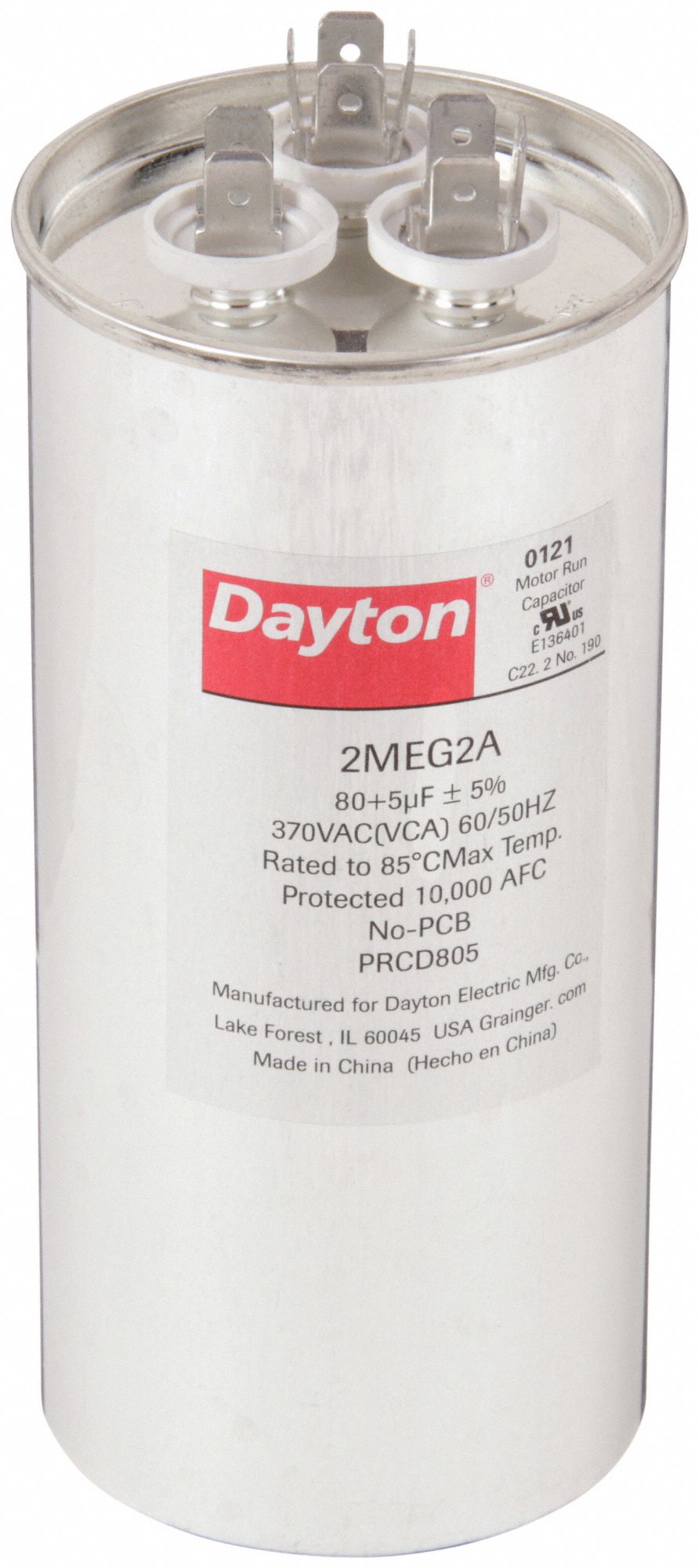 DAYTON 2MEG2 Dual Run Capacitor 80/5 MFD 5 5/8 H