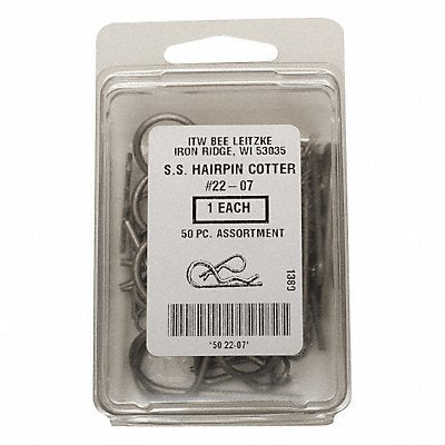 ITW BEE LEITZKE WWGDISPBPS050 Hairpin Cotter Asst 18-8 50 Pcs 5 Sizes