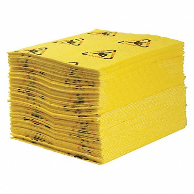 BRADY SPC ABSORBENTS CH100 Absorbent Pad Chem/Hazmat Yellow PK100