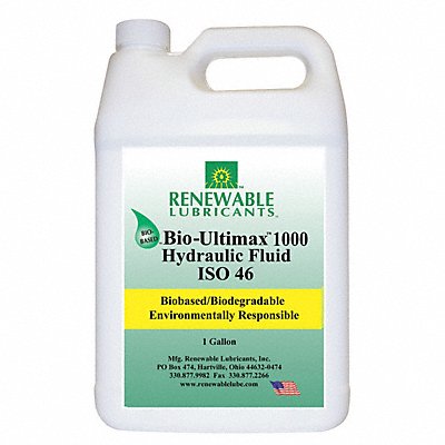 RENEWABLE LUBRICANTS 81013 Hydraulic Oil Bio Ultimax 1000 1 Gal 46