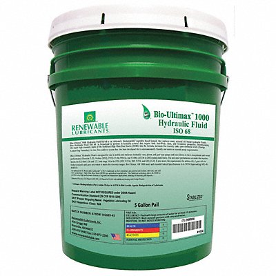 RENEWABLE LUBRICANTS 81024 Hydraulic Oil Bio Ultimax 1000 5 Gal 68