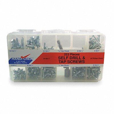 GRAINGER WWGDISPSCREW253 Self-Drilling/Tapping Screw Asst 253 PC