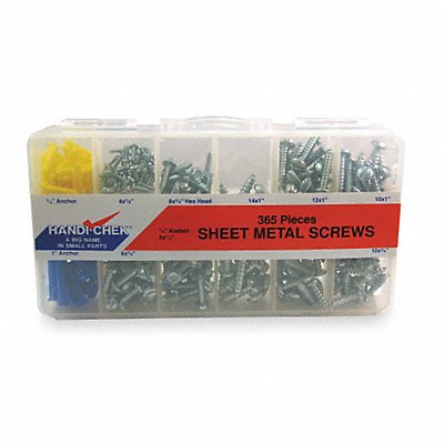 ITW BEE LEITZKE WWGDISPSCREW365 Sheet Metal Screw Asst Pan Zinc 365 PC